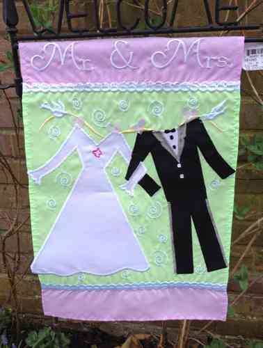 Mr & Mrs Wedding Garden Flag 12"x 18"