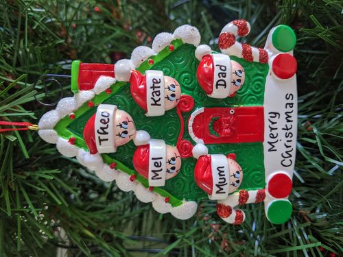 Candy Cane House Family of 5 Personalised Christmas Decoration