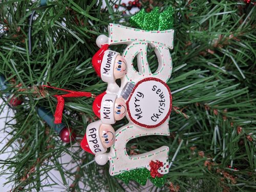 Noel Family of 3 Personalised Christmas Decoration