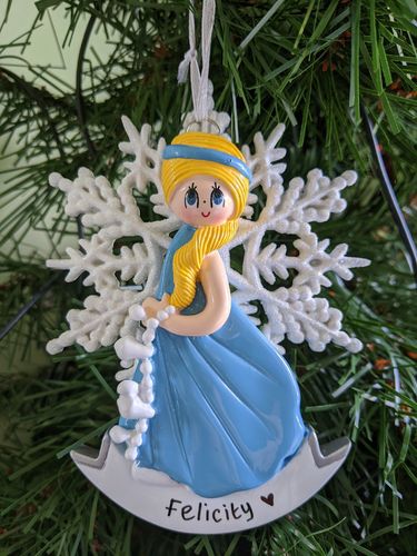 Snow Princess Blonde Personalised Christmas Decoration