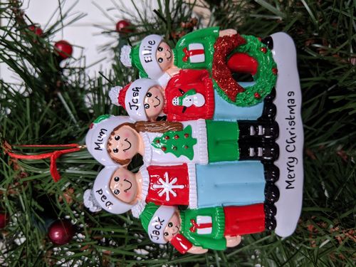Christmas Jumper Family of 5 Personalised Christmas Decoration