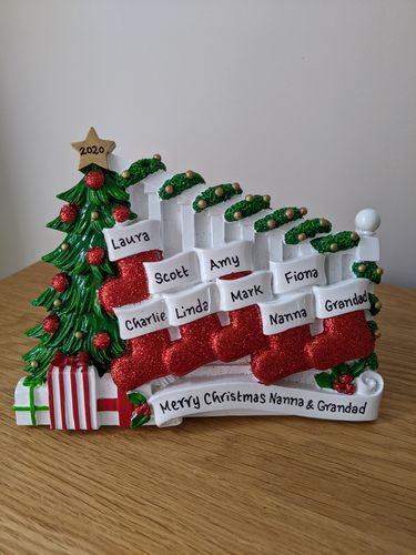 Garland Bannister with Hanging Stockings Family of 9 Freestanding Personalised Christmas Decoration