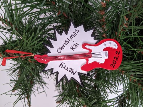 Red Electric Guitar Personalised Christmas Decoration