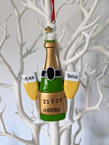 "Cheers" Champagne Toast Celebration Personalised Christmas Decoration