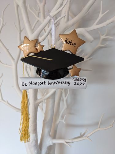 Graduation Cap & Scroll Personalised Christmas Decoration