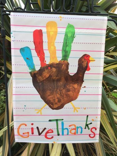 'Give Thanks' Thanksgiving Garden Flag 12" x 18"