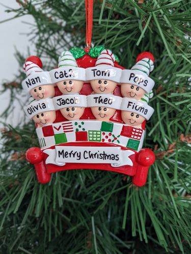 Bed Head Family of 8 Personalised Christmas Decoration
