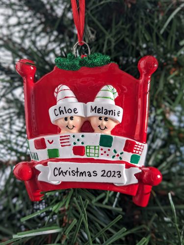 Bed Head Family of 2 Personalised Christmas Decoration