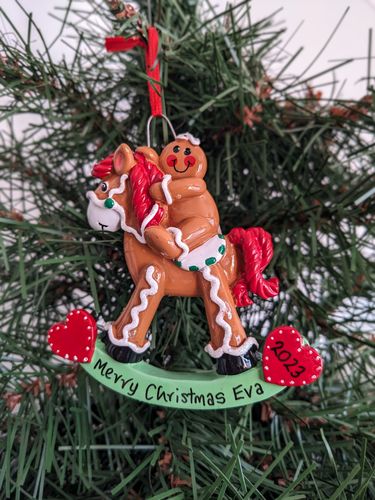 Gingerbread Rocking Horse Personalised Christmas Decoration