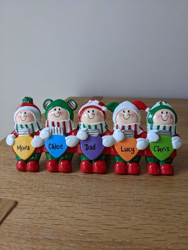 Christmas Lights Family of 5 Personalised Freestanding Christmas Decoration