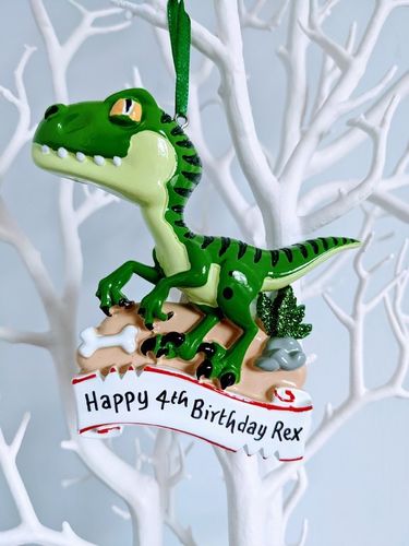 Green Dinosaur Personalised Christmas Decoration