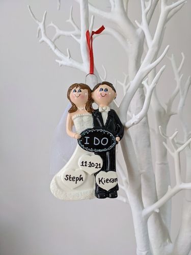 I Do Bride and Groom Personalised Wedding Christmas Decoration