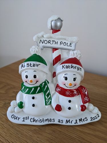 North Pole Couple Personalised Freestanding Christmas Decoration