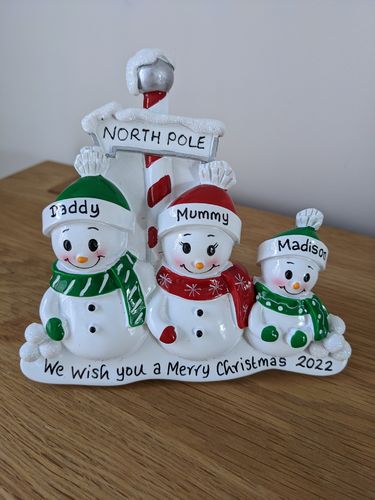 North Pole Family of 3 Personalised Freestanding Christmas Decoration