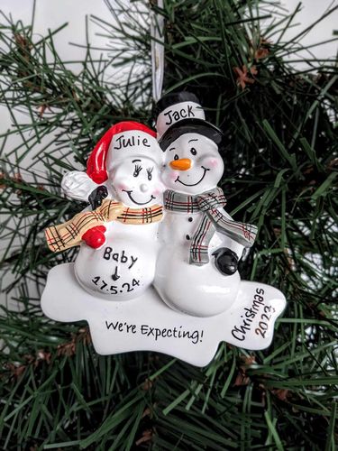 We're Expecting Snow Couple Personalised Christmas Decoration