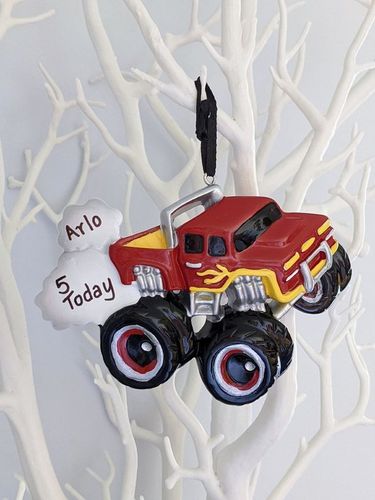 Red Monster Truck Personalised Christmas Decoration