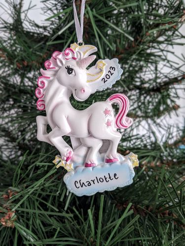 Dancing Unicorn Personalised Christmas Decoration